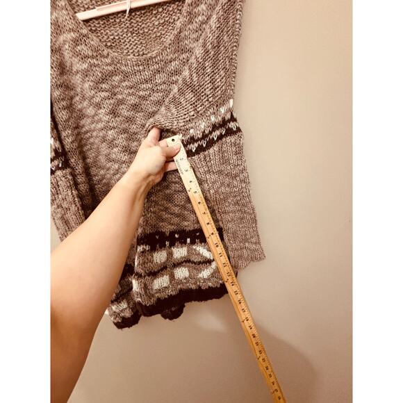 Free People Brown Oversized Aztec Wool Mohair Blend Knit Pullover Sweater Size S - Picture 9 of 11